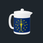 Indiana State Flag theepot<br><div class="desc">Voeg een vleugje Indiana-trots toe aan je theetijd met onze exclusieve theepot met de vlag van Indiana! Deze theepot is gemaakt met nauwgezette aandacht voor detail en is meer dan alleen een functioneel keukenaccessoire; het is een viering van het erfgoed en de culturele trots van Indiana. Het elegante ontwerp toont...</div>