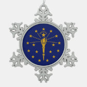 Indiana State Flag Tin Sneeuwvlok Ornament (Voorkant)