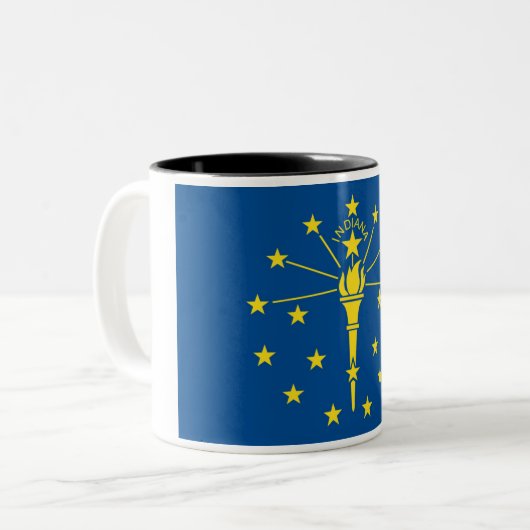 Indiana State Flag Two-Tone Coffee Mok (Voorkant links)