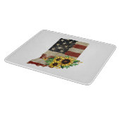 Indiana State Kaart Amerikaanse vlag Zonnebloemgla Snijplank (Hoek)