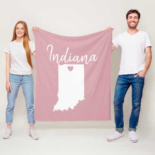 Indiana State-kaart liefde thuis Fleece Deken (In situ)