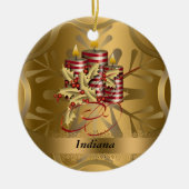 Indiana State-kerstversiering Keramisch Ornament (Voorkant)
