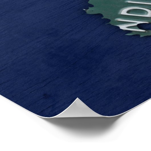 Indiana State License Bord Map Poster (Hoek)