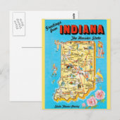 Indiana State Map Briefkaart (Voorkant / Achterkant)