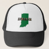 Indiana State Map en Afbeelding Text Trucker Pet (Voorkant)