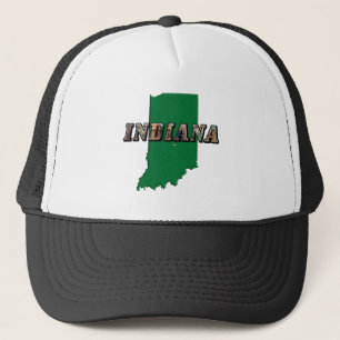Indiana State Map en Afbeelding Text Trucker Pet