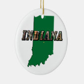 Indiana State Map Groene Omtrek & Fototekst Keramisch Ornament (Rechts)