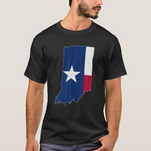 INDIANA STATE MAP TEXAS TX Flag Roots Man T-shirt (Voorkant)