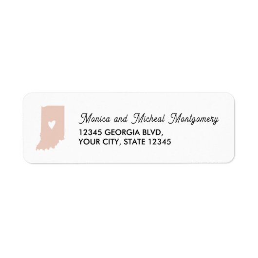 INDIANA State Map with Heart - ENIGE KLEUR! Etiket (Voorkant)