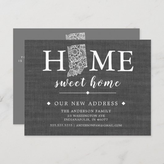 INDIANA State Moving Aankondiging Post Kaart (Voorkant / Achterkant)