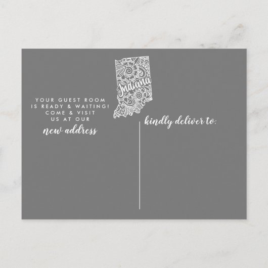 INDIANA State Moving Aankondiging Post Kaart (Achterkant)