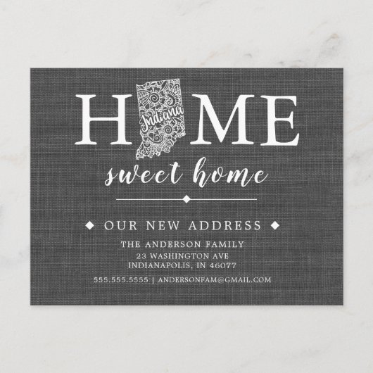 INDIANA State Moving Aankondiging Post Kaart (Voorkant)