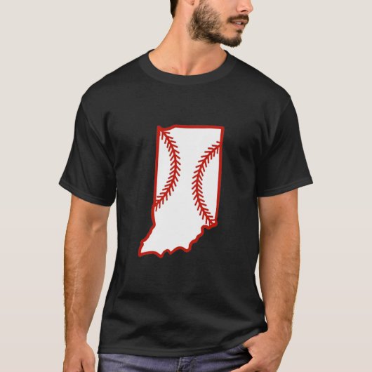 Indiana State Outline Stitch T-shirt (Voorkant)