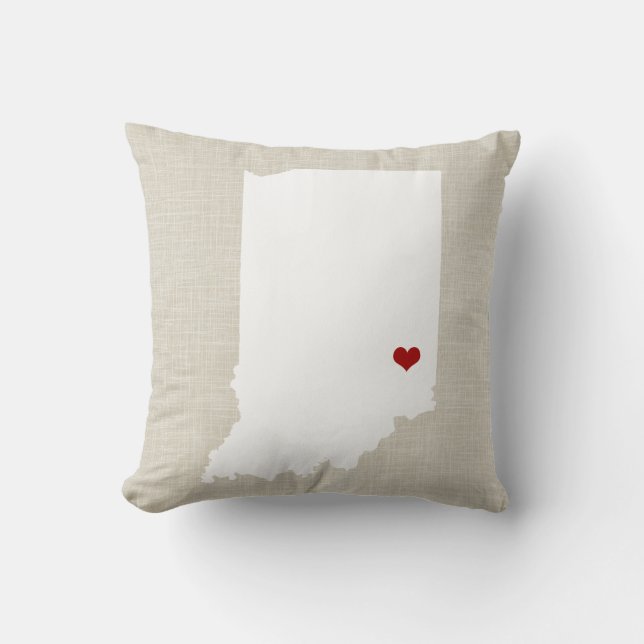 Indiana State Pillow Faux Linen gepersonaliseerd Kussen (Voorkant)