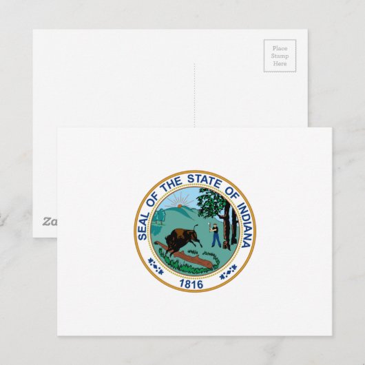 Indiana State Seal Briefkaart (Voorkant / Achterkant)