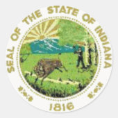 Indiana State Seal Ronde Sticker (Voorkant)