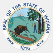 Indiana State Seal Ronde Sticker (Voorkant)
