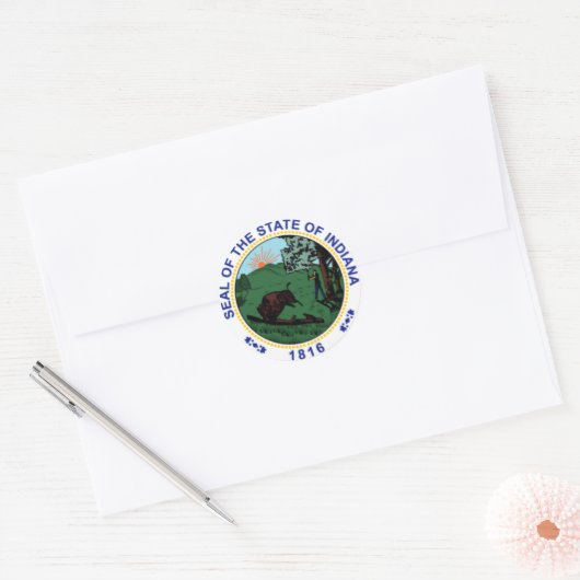 Indiana State Seal Stickers (Envelop)
