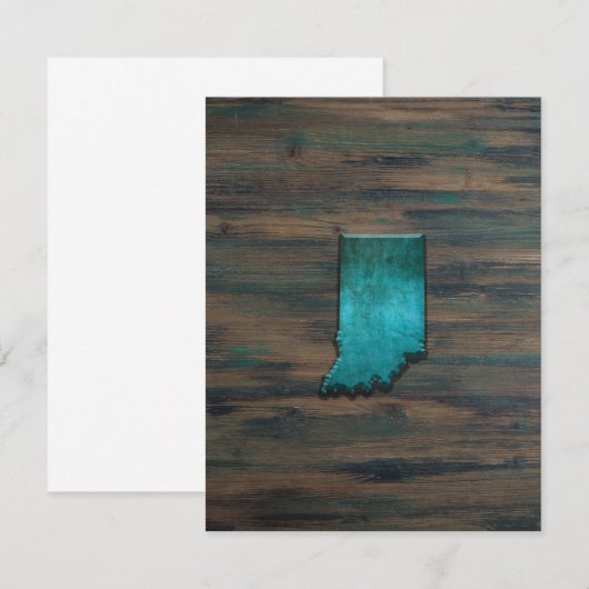 Indiana State Shape Blauwgroen Bedankkaart (Voorkant / Achterkant)