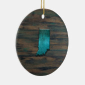 Indiana State Shape Blauwgroen Keramisch Ornament (Rechts)