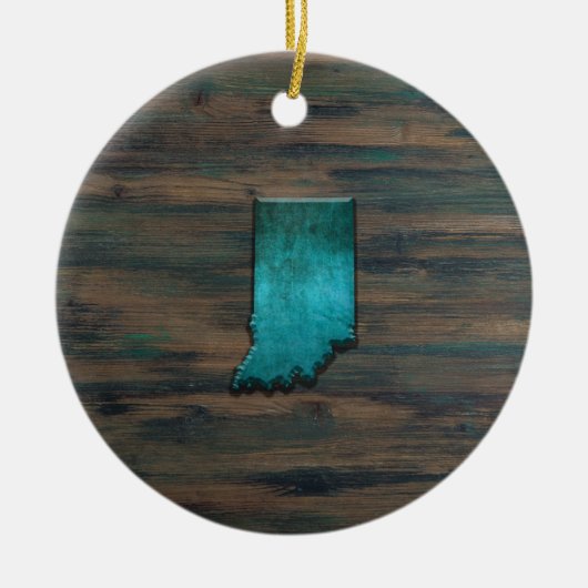 Indiana State Shape Blauwgroen Keramisch Ornament (Voorkant)