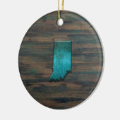 Indiana State Shape Blauwgroen Keramisch Ornament (Links)