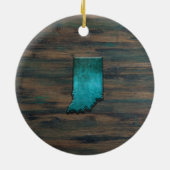 Indiana State Shape Blauwgroen Keramisch Ornament (Achterkant)