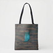 Indiana State Shape Blauwgroen Tote Bag (Voorkant)