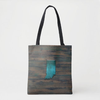 Indiana State Shape Blauwgroen Tote Bag