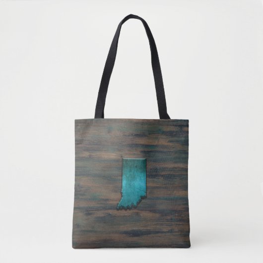 Indiana State Shape Blauwgroen Tote Bag (Voorkant)