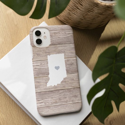 Indiana State Silhouette Rustic Wood Look Case-Mate iPhone Case