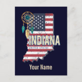 Indiana State United States Retro Map  USA Feestdagenkaart (Voorkant)