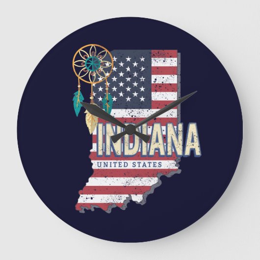 Indiana State United States Retro Map  USA Grote Klok (Voorkant)
