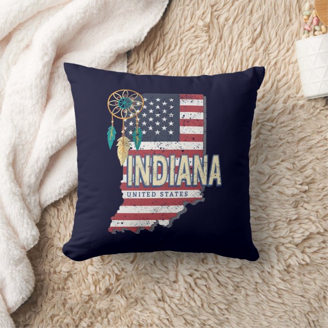 Indiana State United States Retro Map  USA Kussen (Deken)