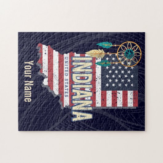 Indiana State United States Retro Map USA Legpuzzel (Horizontaal)