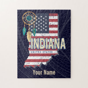 Indiana State United States Retro Map  USA Legpuzzel