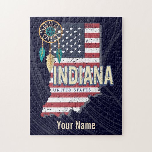 Indiana State United States Retro Map USA Legpuzzel (Verticaal)