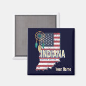 Indiana State United States Retro Map USA Magneet (Voorkant / Achterkant)