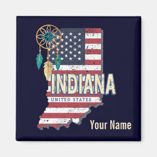 Indiana State United States Retro Map USA Magneet