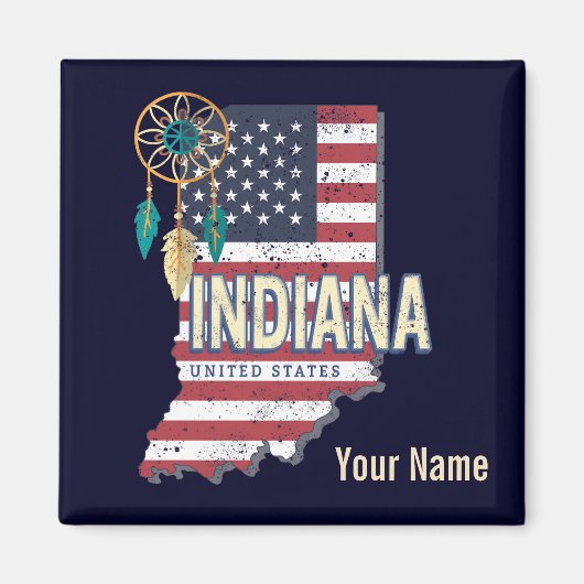 Indiana State United States Retro Map USA Magneet (Voorkant)