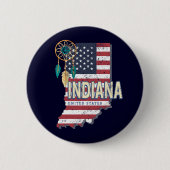 Indiana State United States Retro Map USA Ronde Button 5,7 Cm (Voorkant)