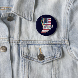 Indiana State United States Retro Map USA Ronde Button 5,7 Cm