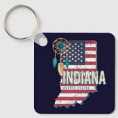 Indiana State United States Retro Map  USA Sleutelhanger (Voorkant)