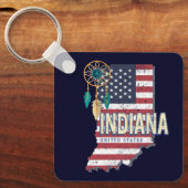 Indiana State United States Retro Map  USA Sleutelhanger (Voorkant)