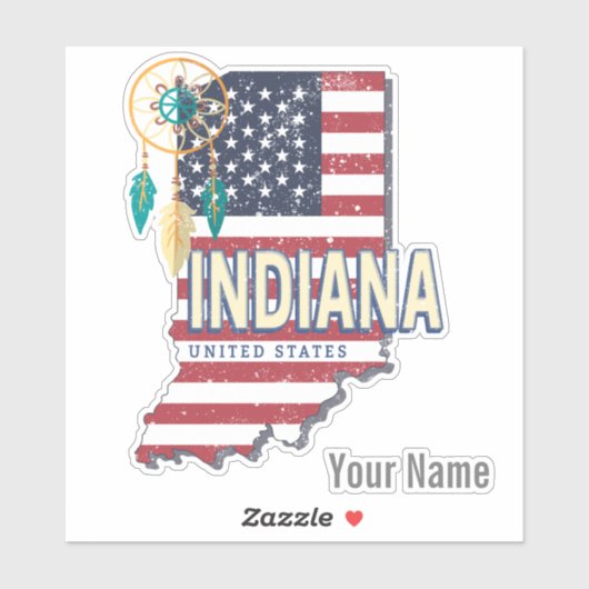 Indiana State United States Retro Map USA Sticker (Vel)