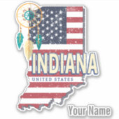 Indiana State United States Retro Map USA Sticker (Voorkant)
