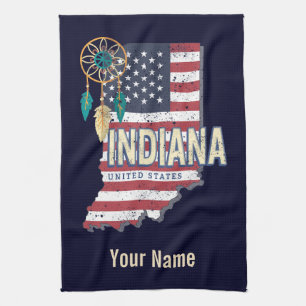 Indiana State United States Retro Map  USA Theedoek