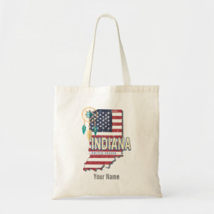 Indiana State United States Retro Map USA Tote Bag