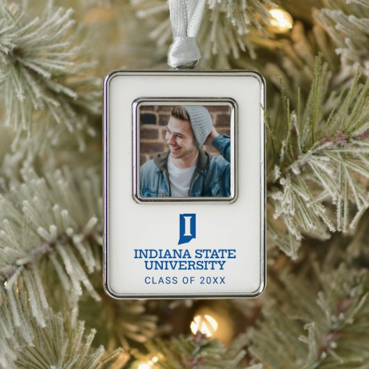 Indiana State University Holiday Verzilverd Omlijst Ornament (Boom)