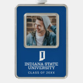 Indiana State University Holiday Verzilverd Omlijst Ornament (Voorkant)